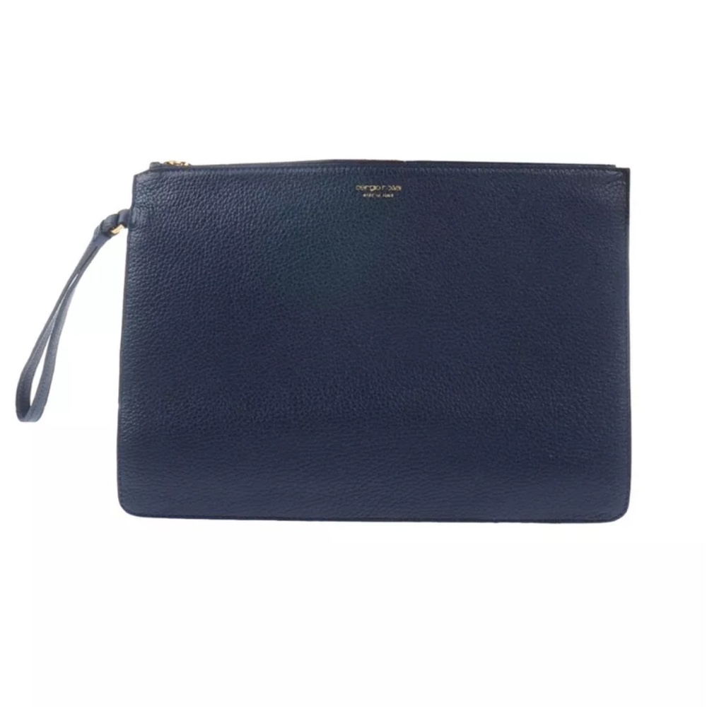 NIB Sergio Rossi Navy Blue Zip Pouch Clutch